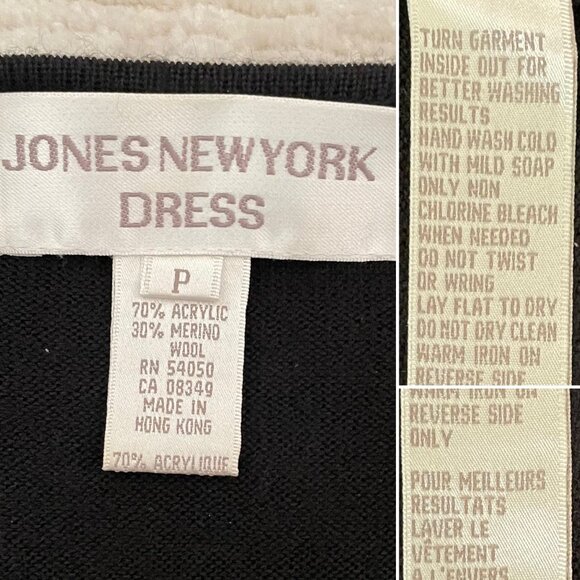 Jones New York Top Size 0P Black Wrap Knit Velvet Floral Vintage 1990s Elegant - Picture 5 of 14